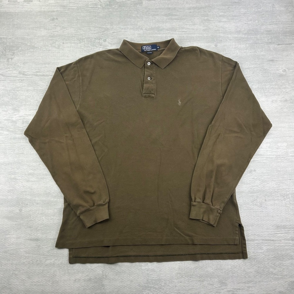 Vintage 90s Polo Ralph Lauren Polo Shirt Size XL Green Long Sleeve‎ Pony Logo